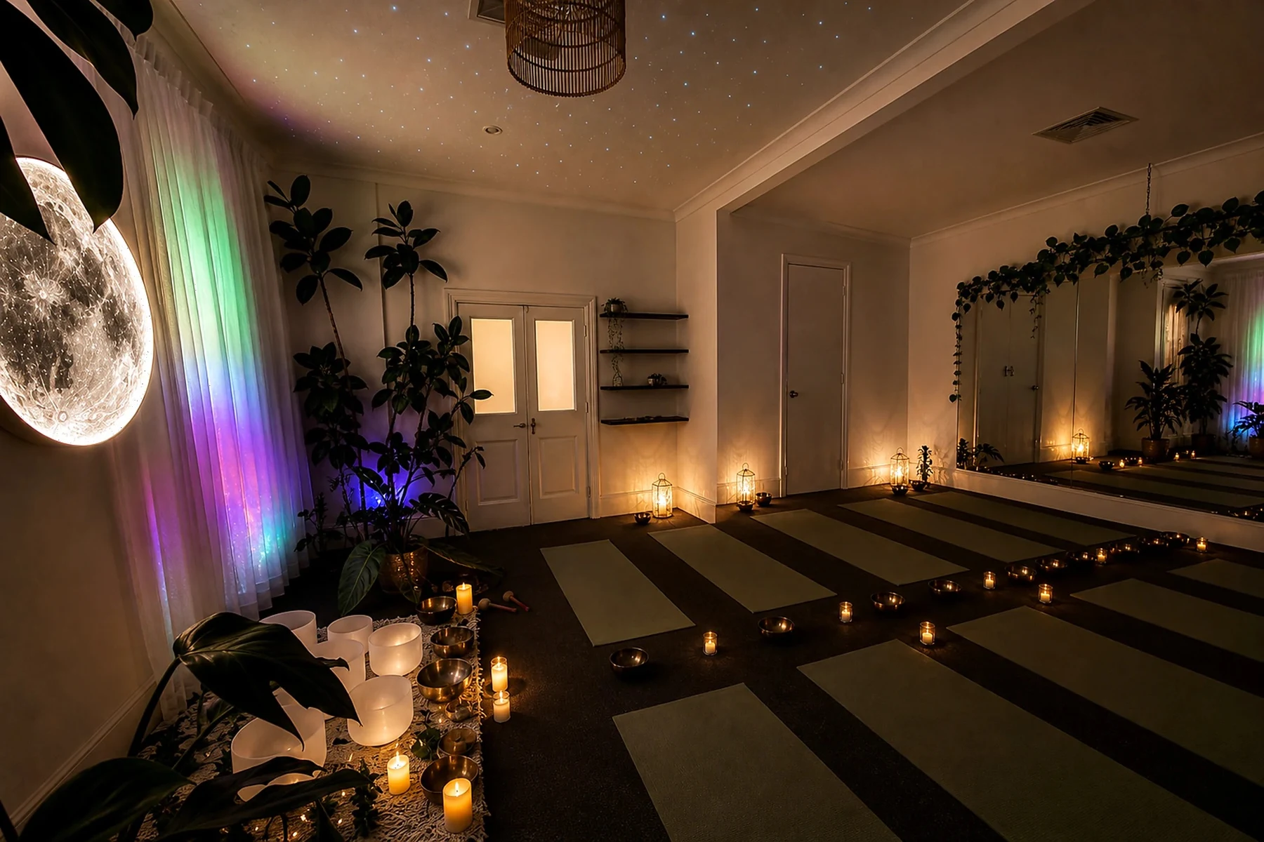Mystic Wellness studio prepared for a warm group event